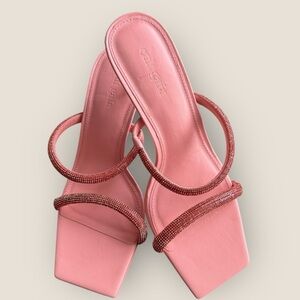 Cult Gaia | Rhinestone-Embellished 50mm Sandals | Size 36 | Pink